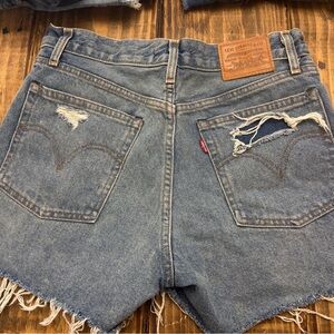 Levi's Distressed Blue Denim Shorts